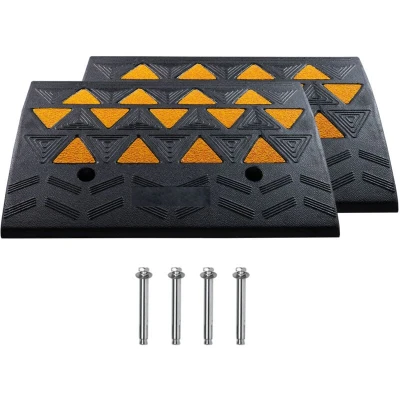 Image of VEVOR Rubber Curb Ramp 4.25&quot; Rise Height Sidewalk Ramp, 11.8&quot; Width 19.7&quot; Length Driveway for Curb, 15T Heavy Duty Forklifts, Trucks, Buses, Cars, Wheelchairs, Bikes