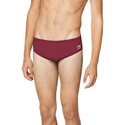 Image of Speedo Mens Swimsuit Brief Endurance+ Solid Adult, Team Maroon, 34
