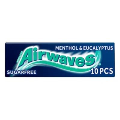 Image of Airwaves Menthol &amp; Eucalyptus Sugar Free Chewing Gum 10 Pieces x Case of 30