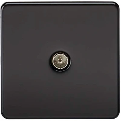 Image of KnightsBridge Coaxial TV Outlet 1G Screwless Matt Black Un Isolated Wall Plate