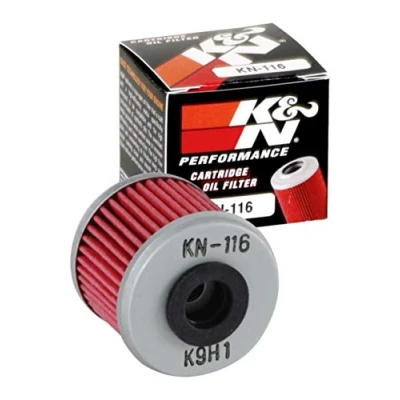 Image of K&amp;N Motorcycle Oil Filter: High Performance, Premium, Designed to be used with Synthetic or Conventional Oils: Fits Select Honda Vehicles, KN 116, Red