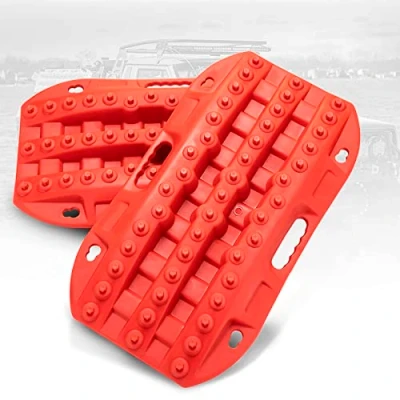 Image of BUNKER INDUST Off Road Traction Boards, 2 Pcs Recovery Tracks Mat for 4X4 Jeep Mud, Sand, Snow Ladder Red Tire Tool