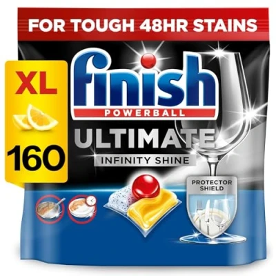 Image of 2 x 80 Finish Ultimate Infinity Shine Dishwasher Tablets Lemon Total 160 Bulk