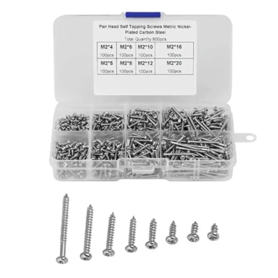 Image of 800pcs/set M2 Screws Cross Drive Flat Head Self Tapping Kit Woodworking Fastener with Box (#3)