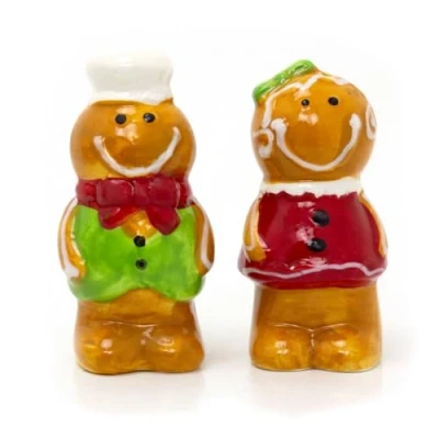 Image of Carousel Home Christmas Gingerbread Salt And Pepper Pots Festive Set Xmas Shakers Characters Cruet Sets