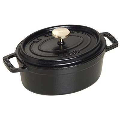 Image of Staub Cast Iron Roaster/Cocotte, Oval 15 cm, 0.6 L, Black