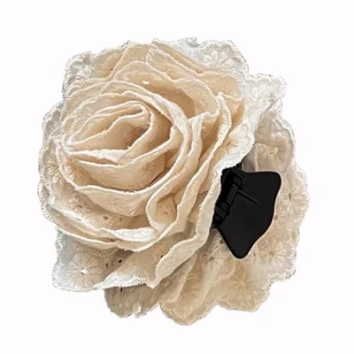 Image of Lace Flower Claw Clip Hair For Women Barrettes Jaw Elegant Girl Styling Tool Decors