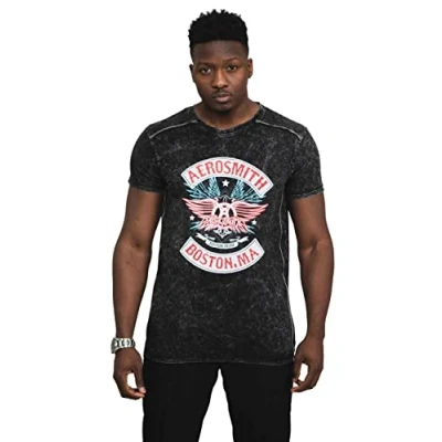 Image of Paradiso Clothing Aerosmith Boston Pride BAND LOGO NEW Official Print Tshirt, Men&#039;s, Size: XL, Black