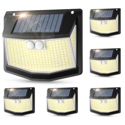 Image of spqment Solar Lights Outdoor Garden : 248 LED Security 3 Modes Motion Sensor Powered Light IP65 Waterproof 270 Wide Angle Outside Yard Garage Wall Lighting 6 Pack
