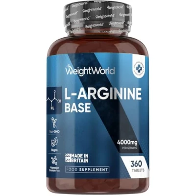 Image of L Arginine Supplement 4000mg 360 Tablets 3 Months Supply &quot;Easy to Split&quot; Vegan Friendly, Non GMO, Gluten Free Nutritional Supplements Made in The UK