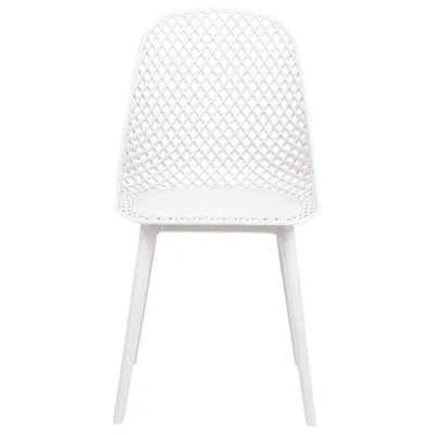Image of Beliani Minimalist Modern Set of 4 Dining Chairs White Synthetic Seat Legs Net Open Design Back Emory