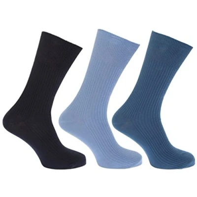 Image of Mens 100% Cotton NON ELASTIC SOFT TOP. Extra Comfort. Ribbed Suit Socks Sizes 6 11 13 Bigfoot (6 11, Mixed Fashions)
