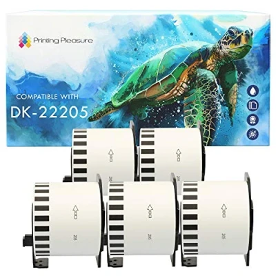 Image of Printing Pleasure DK 22205 5 Continuous Label Rolls DK22205 62mm x 30.48m Compatible for Brother P Touch QL 500 570 700 710W 720NW 800 810W 820NWB 1050 1100 1110NWB