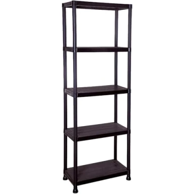 Image of AMBERLINNEN LTD Heavy Duty Black Plastic Garage Storage Shelving, 5 TIER Adjustable Unit,height: 172cm, length: 60cm, width: 30cm (1, SHELVE)