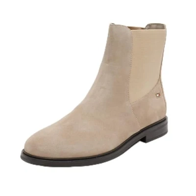 Image of Tommy Hilfiger FLAG LOW Chelsea Classic ankle boots, Women&#039;s, Size: 5, Beige Suede