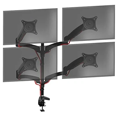 Image of Duronic Quad Monitor Arm Stand DM554 Quadruple Spring PC Desk Mount BLACK Adjustable For Four 15 27 LED LCD Screens VESA 75/100 Tilt 90/+85, Swivel 180, Rotate 360