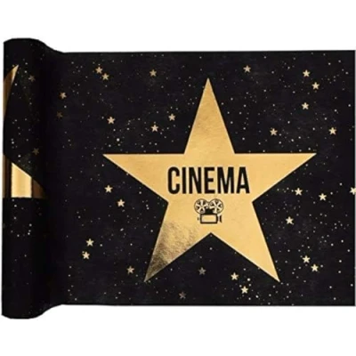 Image of Santex mariage Star Hollywood Cinema Table Runner, Black/Gold