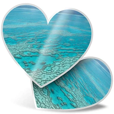Image of 2 x Heart Stickers 7.5 cm Barrier Reef Australia Ocean Fun Decals for Laptops,Tablets,Luggage,Scrap Booking,Fridges, #14225