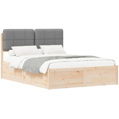 Image of vidaXL Bed Frame with Upholstered Headboard Light Grey 140 x 200 cm