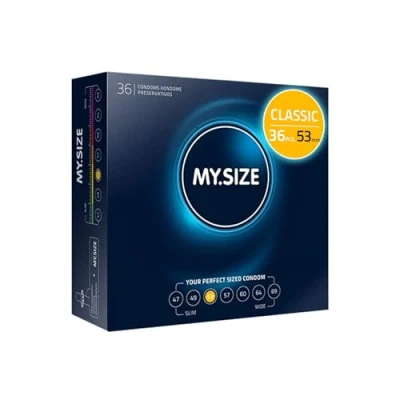 Image of MY.SIZE Classic Condoms Size 3 I 53 mm Width 36 Pieces Bulk Pack Premium Extra Thin True to Touch Gossamer 0.07 Wall Thickness Vegan for m