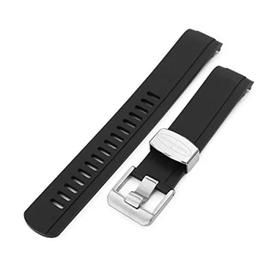 Image of 20 mm Crafter Blue Black Rubber Curved Lug Watch Strap for Seiko Baby MM200 and Mini Turtles