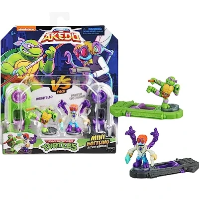 Image of Legends Of Akedo Teenage Mutant Ninja Turtles, Mini Battling Warriors Versus Pack Donatello Vs Baxter Stockman