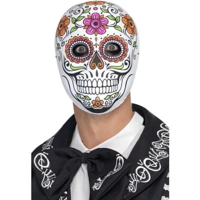 Image of Smiffys Se±or Bones Mask, White , Mexican Day of The Dead/Sugar Fancy Dress, Adult Dress Up Masks