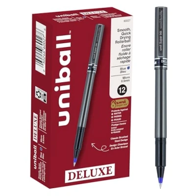 Image of uni Ball Deluxe Micro Point Roller Pens, Blue (60027)