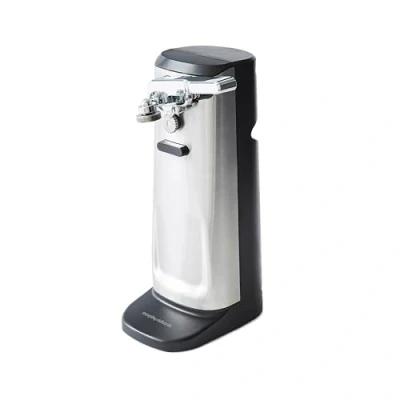 Image of Morphy Richards 3 in 1 Electric Tin Can Opener, Knife Sharpener and Bottle Hands Free, Safe Cleaning, Automatic Start/Stop, Stainless Steel, 432030