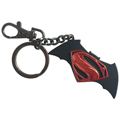 Image of The Noble Collection DC Batman V Superman Logo Key Chain 2in (5cm) Metal Keychain Officially Licensed Film Set Movie Props Gifts