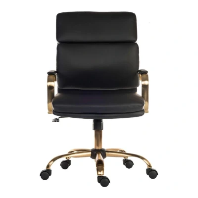 Image of TEKNIK Vintage Faux Leather Tilting Executive Chair Black &amp; Brass