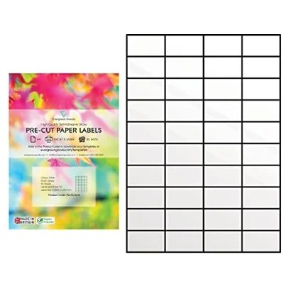 Image of Evergreen Goods Precut Glossy White Sticky Back Address Shipping Labels Strong Self Adhesive Mailing Printing Paper Inkjet &amp; Laser Printable 4x10, 40 per A4: 1,200 in Total 30 Sheets