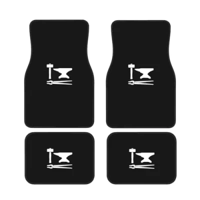 Image of Blacksmith Hammer Universal Car Floor Mats Anti Slip 4 Piece Front Rear Foot for SUV,Vans,Sedans,Trucks