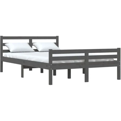 Image of vidaXL Bed Frame without Mattress Grey Solid Wood 160x200 cm