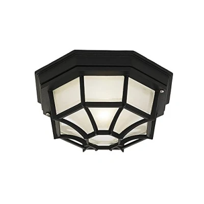 Image of Traditioanl Hexagonal 6 Sided Black IP44 Flush Porch/Outdoor Wall or Ceiling Lantern Light/Lighting