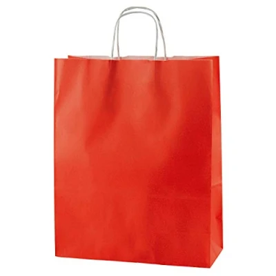 Image of Thepaperbagstore 50 Red Paper Re usable Shopping Bags with Strong Twisted Handles Medium 250x110x310mm