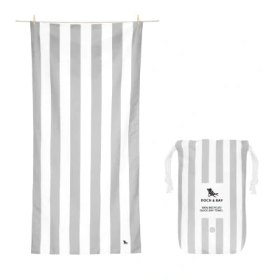 Image of Dock &amp; Bay Beach Towel Quick Dry, Sand Free Compact, Lightweight 100% Recycled Includes Bag Cabana Light Goa Grey Large (160x90cm, 63x35)