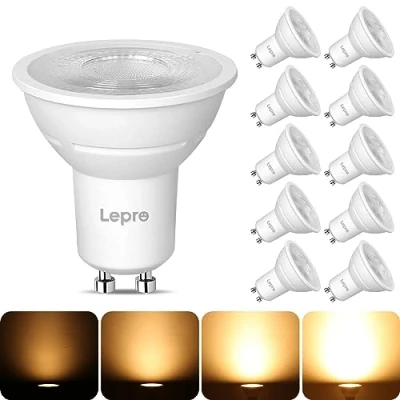 Image of Lepro GU10 LED Bulbs Dimmable, Warm White 2700K, 4.5W 345lm, 50W Halogen Spotlight Bulb Equivalent, 38 Narrow Beam, Energy Saving Light Bulbs, Pack of 10