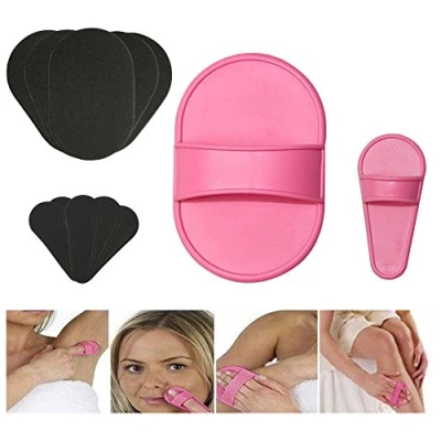Image of TEEROVA Portable Exfoliating Hair Removal Pads Set for Smooth Skin on Legs Arm Face Top Lip Pink