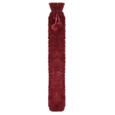 Image of A2Z Hot Water Bottle 2 Litre Capacity Chevron Red Faux Fur Pom Fleece Cover Rubber Leak Proof Long Bag for Pain Relief Cosy Nights and Relaxation Body Warmer