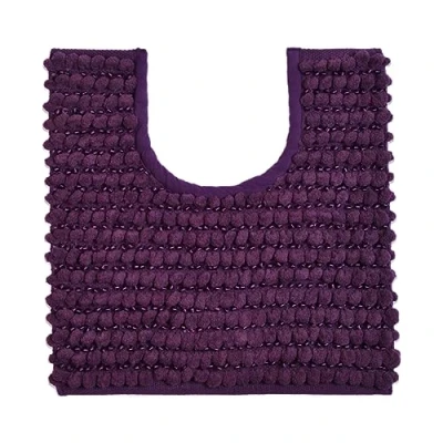 Image of Allure Chunky Bobble Sparkle Non Slip Pedestal Toilet Mat 50 x 50cm Super Soft &amp; Absorbent Satin Striped Bathroom Rug (Purple)