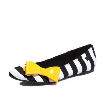 Image of Rocket Dog Women&#039;s Vinny Black Cafe Stripe Ballet 3 UK