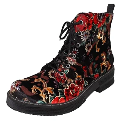 Image of Rieker Womens Black Multi Floral Boot Size 6.5 UK Multicolour