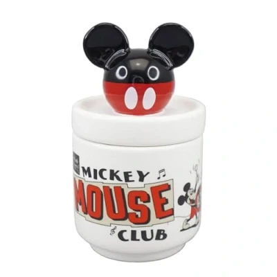 Image of Half Moon Bay Disney Mickey Mouse Collectors Box Storage Jar Trinket With Lid Gift,White,14 cm