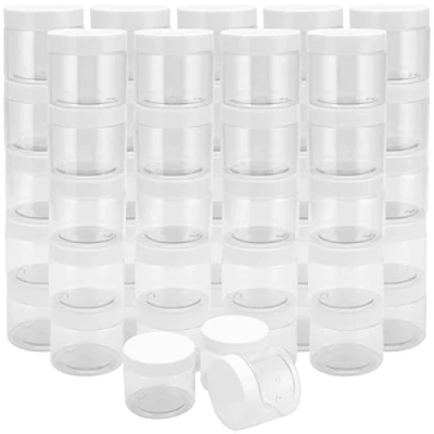 Image of JEUIHAU 48 Pack 120ml Clear Plastic Jars with Lids, BPA Free Empty Slime Storage Jars, Wide Mouth Container for Slime, Spices, Makeup, Grains, Crafts