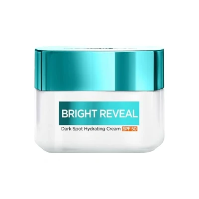 Image of L&#039;Oréal Paris Bright Reveal Dark Spot Hydrating Cream SPF 50 for Face, UV Filters with Patented Mexoryl 400, 5.6% Moisturising Complex and 2% Niacinamide, Protects Brightens Evens Skin Tone, 50ml