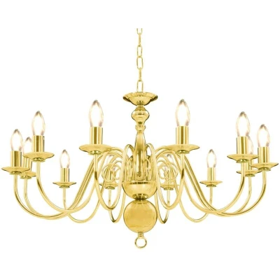 Image of vidaXL Chandelier Golden 12 x E14 Bulbs