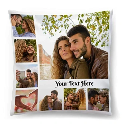 Image of Ferocity Personalised Cushion Gift with your photo and text (45 x 45 cm) Print Image for any Occasion (with filling) 8 collage [091]