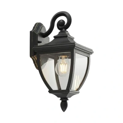 Image of Outdoor Wall Light &#039;Cerys&#039; dimmable (Antique, Vintage) in Black (1 Source, E27) from Lindby lamp for Exterior/Interior Walls, House, Terrace und Balcony