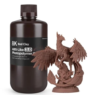 Image of ELEGOO ABS Like Resin 3.0 8K Resin, 405nm UV Curing 3D Printer with Higher Precision and lower Shrinkage, Enhanced Strength Toughness Photopolymer for LCD Red Clay 1KG